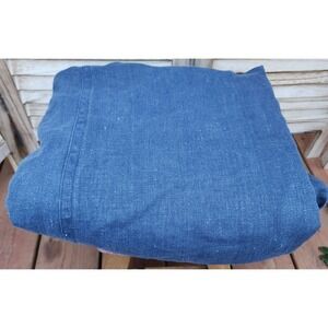 Peacock Alley King Navy Blue 100% Linen Heavyweight Coverlet Bedspread Blanket K